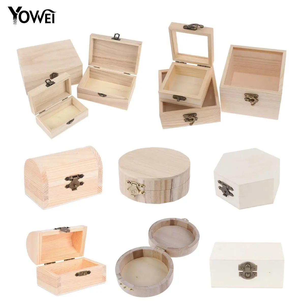 

Vintage Square Round Wooden Jewelry Box Organizer Multifunction Case With Lid Lock Home Storage Box Ring Earrings Container Case