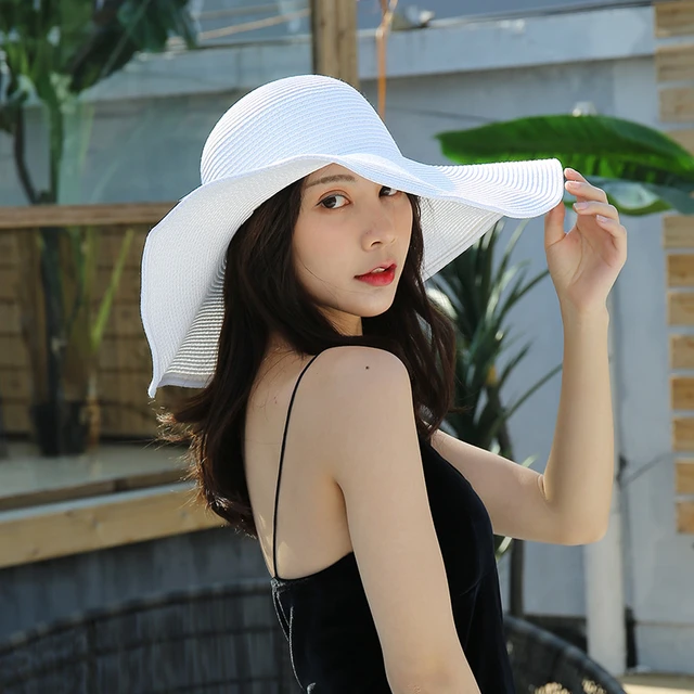 Sun Hats for Women In Beach Big Large Wide Brim Hat Plain Floppy Beach Sun  Hat Packable Sun Hats for Women Straw Hat Beach Cap - AliExpress