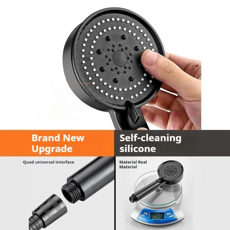 High Pressure Shower Head 6 Modes Adjustable Showerheads with Hose Water Saving One-Key Stop Spray Nozzle Bathroom Accessories
