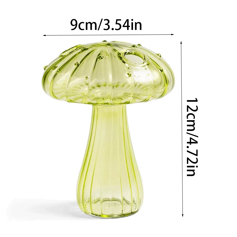 Mushroom Glass Vase Creative Plant Hydroponic Vase Home Art Transparent Aromatherapy Bottle Small Vase Table Flower Decoration