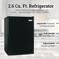 2.6 Cu.Ft. Compact Refrigerator with Freezer, 2 Shelfs, Perfect for Homes, Offices, Dorms, Black 2