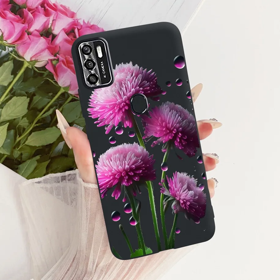 Floral Soft Black Silicone Bumper Phone Cover