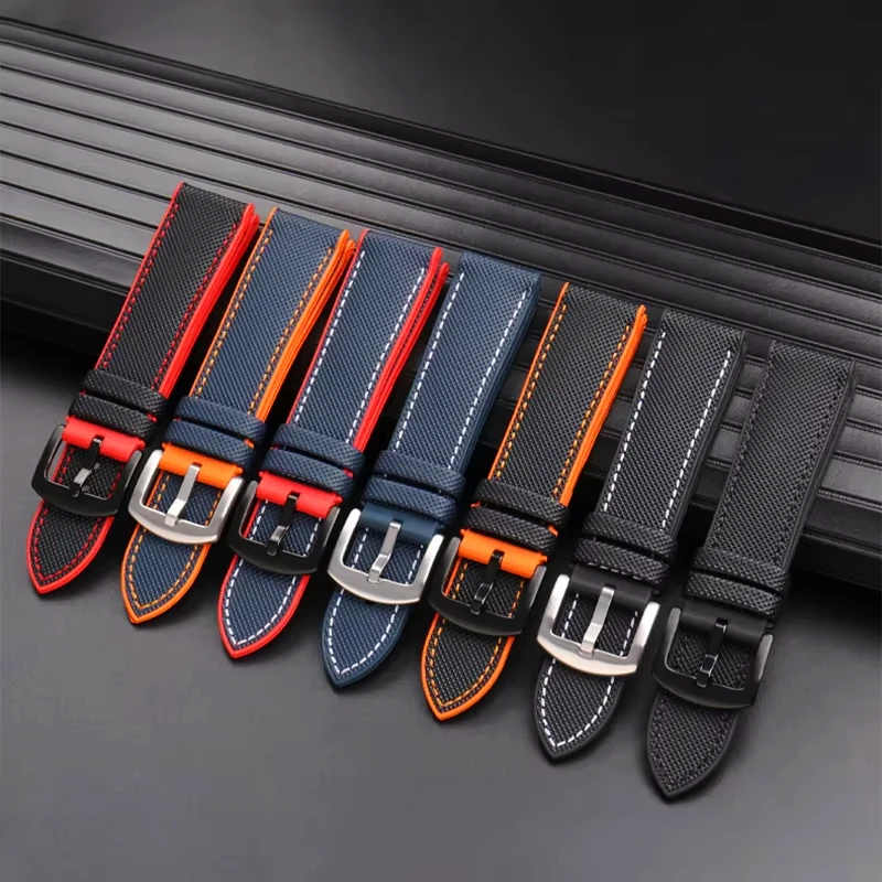 Vibrant Multi-Color Nylon Rubber Watch Strap Bracelet for Men - Available in Various Sizes