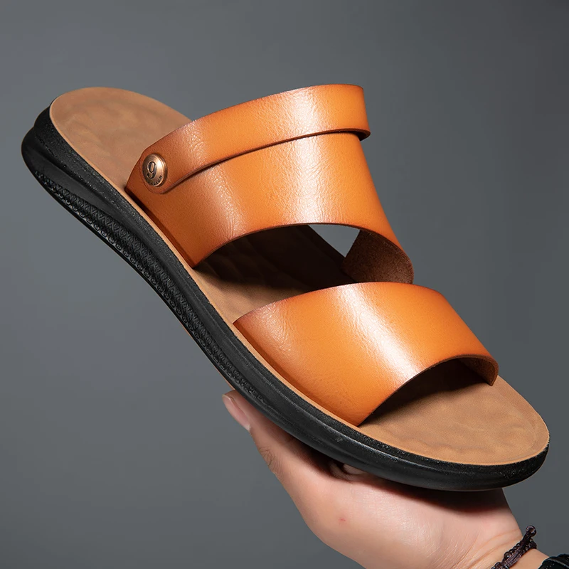 Dual-Purpose Men's Sandals Non-slip Summer Flats Outdoor Beach Slippers New Leisure Walk Male Casual Shoes Half Drag Flip Flops