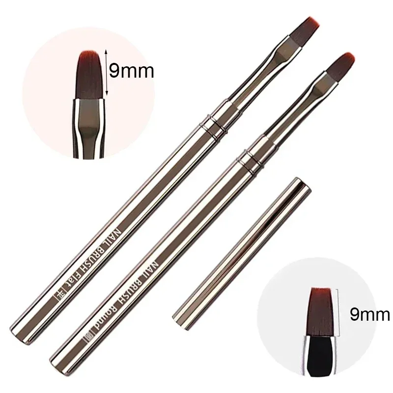 Nail Art Brush Nail Liner Brush Stripe Painting Pen Metal Handle Acrylic UV Gel Extension Drawing Carving Brush Manicure Tools
