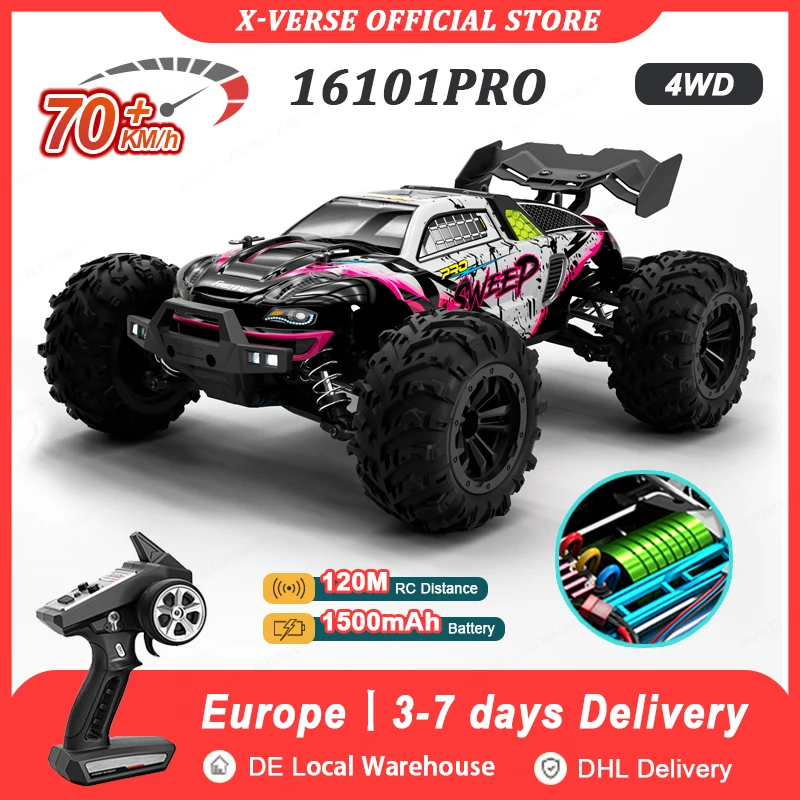 1:16 4WD 70KM/H High Speed Remote Control Car with LED 2.4G