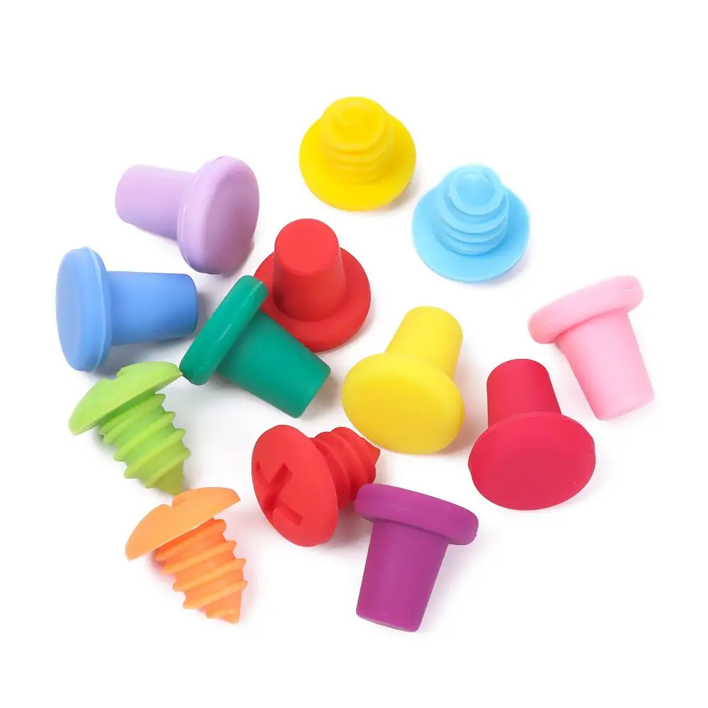 Reusable Silicone Wine Bottle Stopper Champagne Drink Bar Seal Wine Stopper Sealer Plug Bottle Cover Outlet Cap For Kitchen wine stopper,wine stoppers,bottle seals