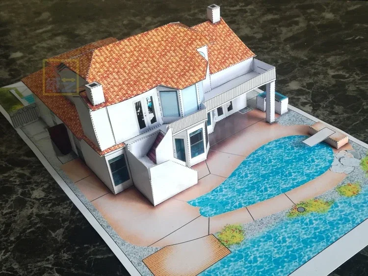 Two-storey Villa Cottage 3D Paper Model DIY Puzzle,3d paper model,paper jigsaw puzzle