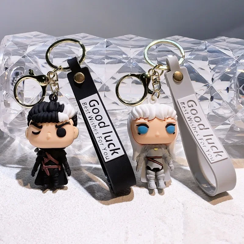 Portachiavi Bracciale Con Cordino E Gancio - Tema Berserk (Guts E Griffith) Ricamato