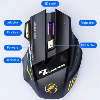 Wireless Bluetooth Mouse Wireless Mouse Rechargeable 7 Button RGB Gaming Mouse Gamer Ergonomic Mause LED Backlit PC Silent Mice 2
