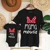 Mama Mouse & Mimi Mouse Print Family Outfits Short Sleeve Family Matching Outfit Mom Tshirt+Newborn Romper Baby Mom Clothes 1