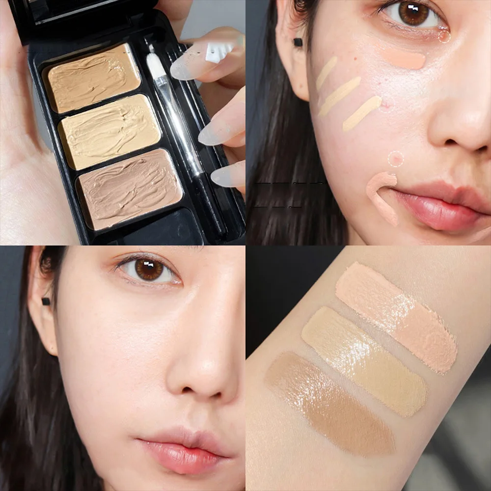 Natural contouring three-color concealer for facial acne marks spots tear grooves concealing brightening