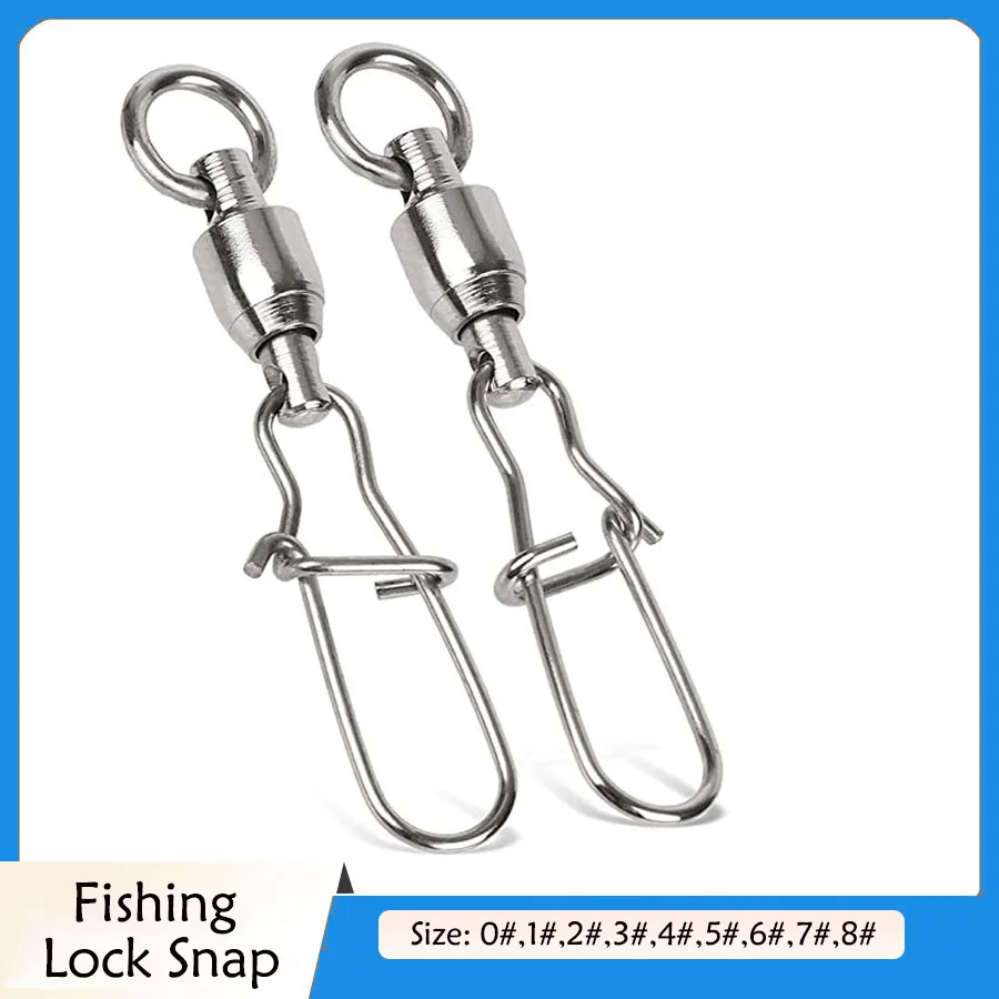 

50PCS Duo Lock Snap Fishing Swivels Barrel Snap Ball Bearing Swivel Fishing Tackle for Saltwater Fishing Freshwater Fishing