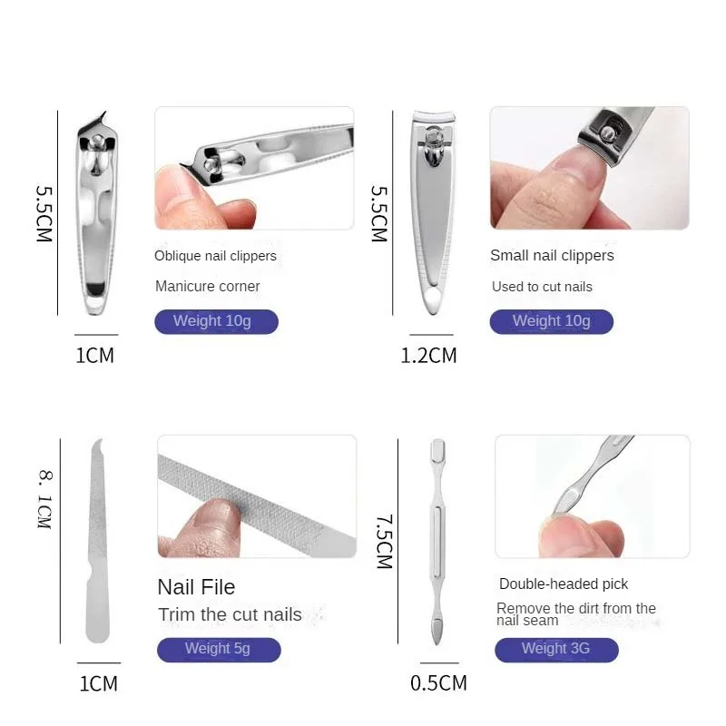 고품질 네일 파일 네일 가위 클리퍼 매니큐어 페디큐어 키트 사용하기 편리한 매니큐어 세트 여행용으로 튼튼함