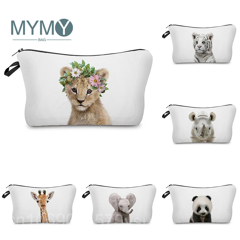 

Animal Id Photo Print Women Cosmetic Bag Toiletry Organizer Makeup Pouch Travel Girl Pencil Beauty Case Portable Female Shopper