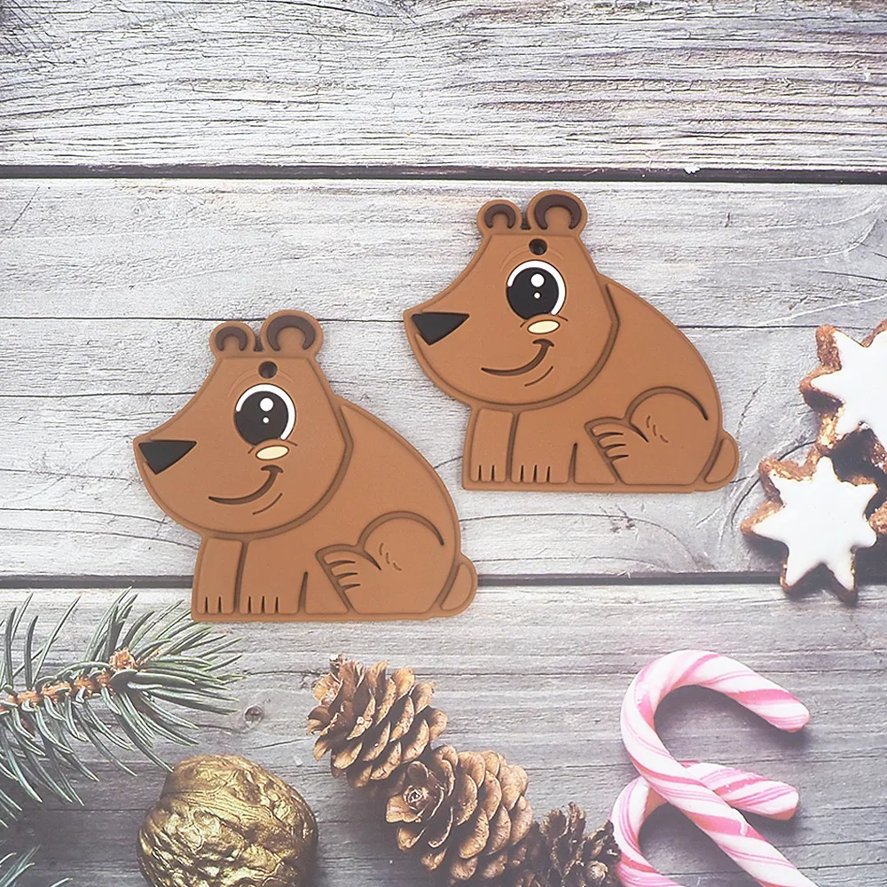 

Chenkai 10pcs Bear Silicone Teethers BPA Free DIY Baby Chewing Pendant Nursing Sensory Teething Pacifier Dummy Jewelry Toys