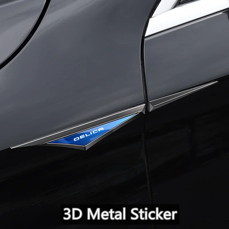 

3D Metal Car Emblem Logo Fender Blade Decal Badge Car Body Protective Sticker For Mitsubishi Delica D5 L400