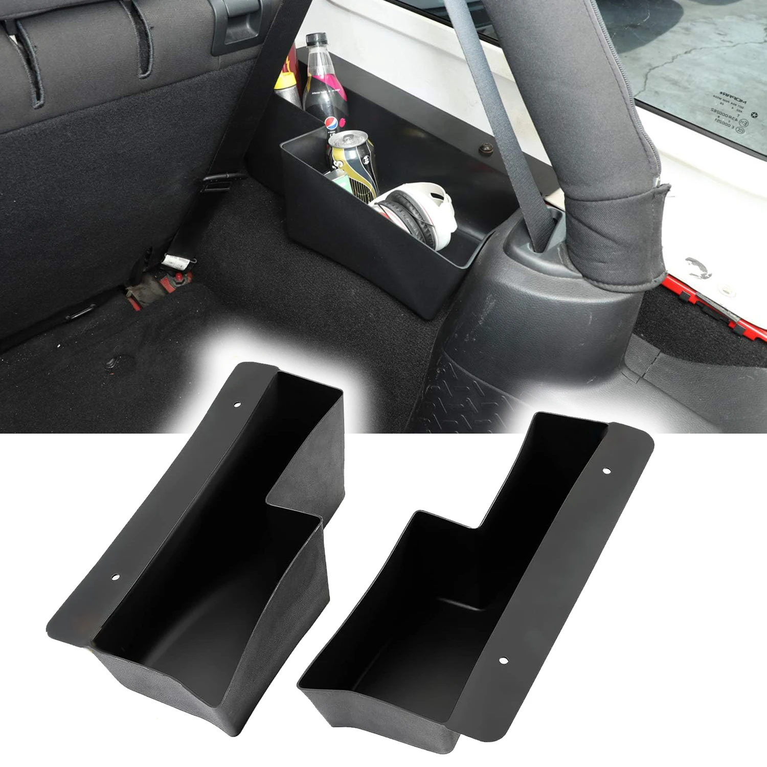 Фото Задний багажник автомобиля боковой ящик для хранения лоток для Jeep Wrangler JK 2007-2017 левый и правый интерьер Колеса Грузовой контейнер-корзина №1