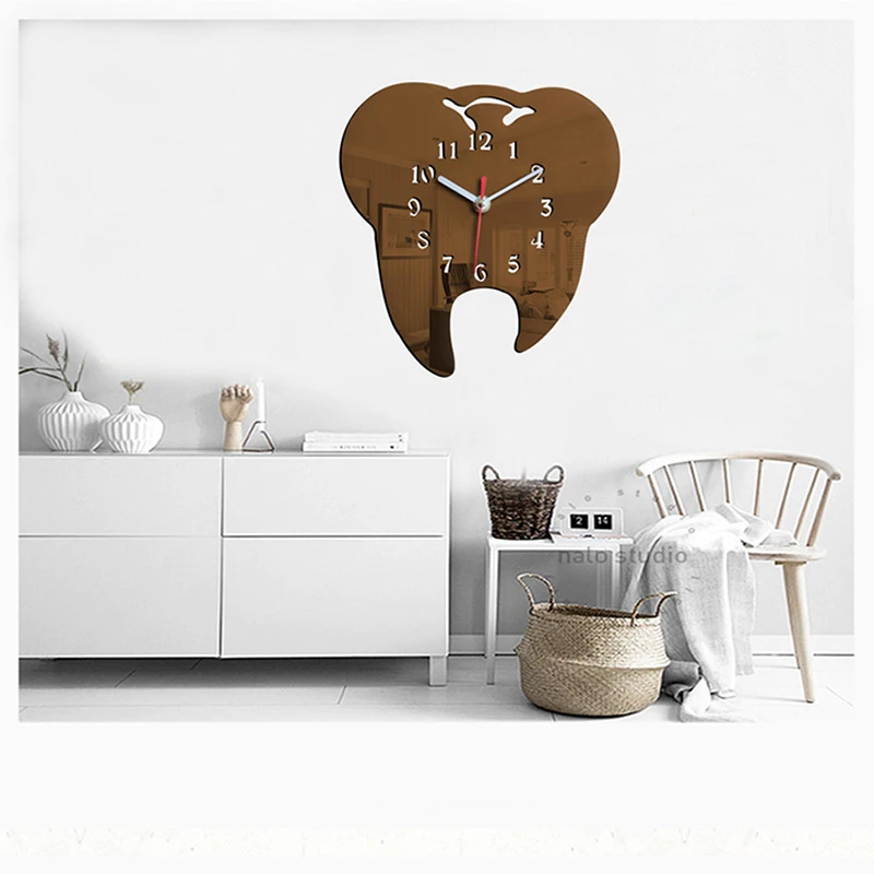 Modern Acrylic Wall Clocks Non Ticking Arabic Number Tooth Clock Mirror Effect Home Decoration Bedroom Kitchen
