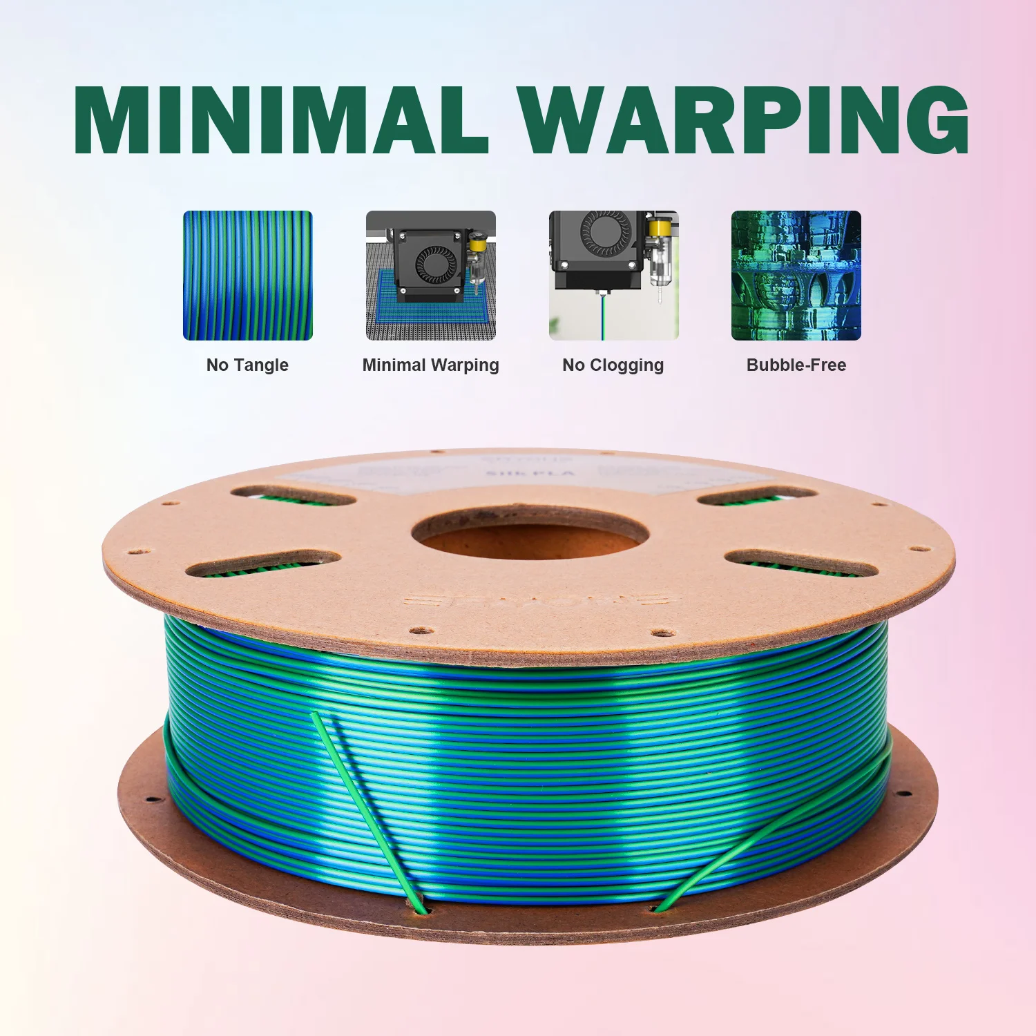 ERYONE FDM 3D 프린터용 실크 PLA 필라멘트, 듀얼 및 트라이 컬러, 임프레소라 3D 프린팅, 1.75mm ± 0.03 하이 퀄리티, 200g