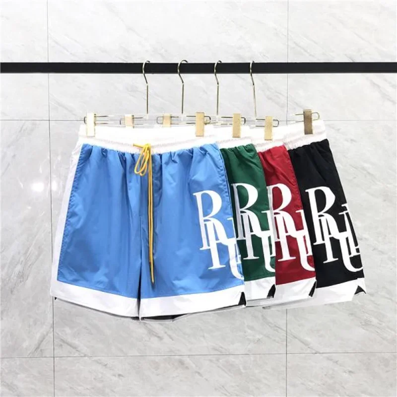 

23SS Patch Color Stitching Letters Rhude Shorts Men Women EU Size 100% Cotton Rhude Shorts Fashion Summer