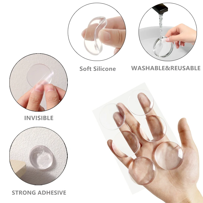 Door Stopper Round Self-Adhesive Clear Rubber Damper Cabinet Muffler Wall Protector Door Handles Bumper Protective Plug