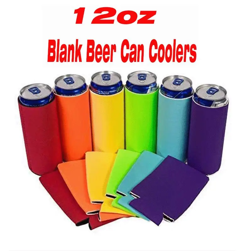 Collapsible 12 oz Slim Can Cooler Sleeves Blank Fabric Scuba Foam