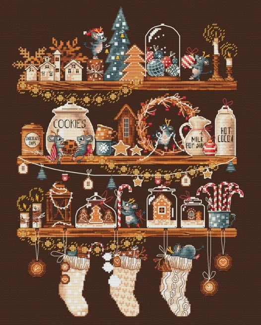 Christmas Shelf 37-46 Embroidery DIY 14CT Unprinted Arts Cross stitch kits Set Cross-Stitching Home Decor cross stitch kit