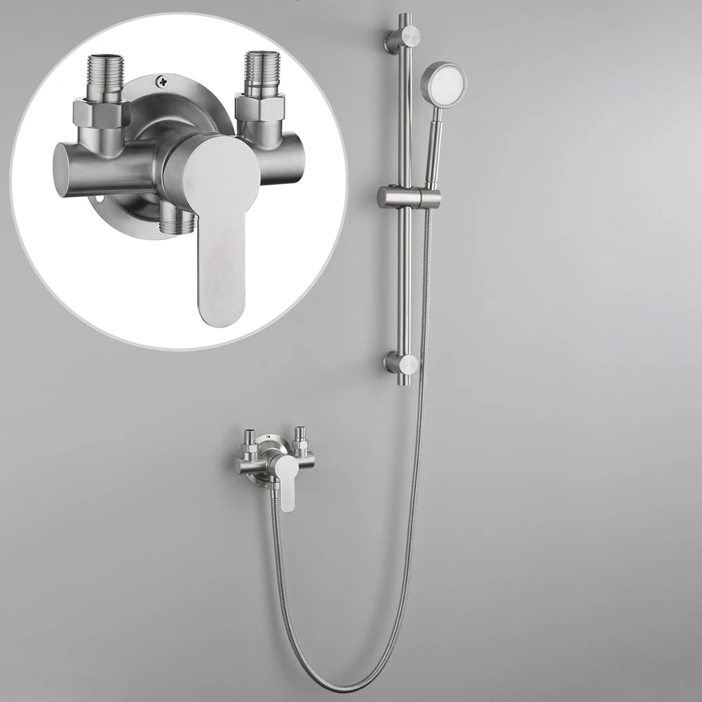 Stainless Steel Shower Faucet Hot And Cold Water Mixer G1/2inch Wall Mounted Metal Handle Shower Faucet Water Valve Faucet 3