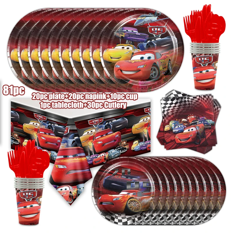 thumbnail image 1 of Nuevos globos de cumpleaños de Disney Cars, decoración de fiesta de dibujos animados de Lightning Mcqueen, servilletas de papel, platos, vasos, suministros para baby shower para niños, 1 of 5
