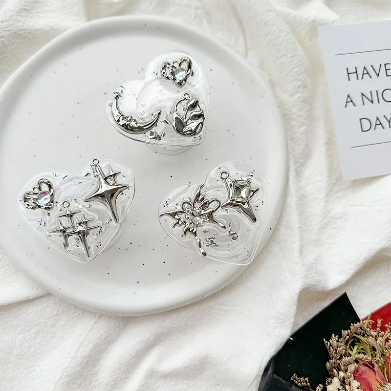 한국어 귀여운 스타 에폭시 러브 하트 폰 그립 Tok 스마트 Tok 홀더 링 고딕 Y2K 핑크 나비 소녀 반짝이 클리어 브래킷