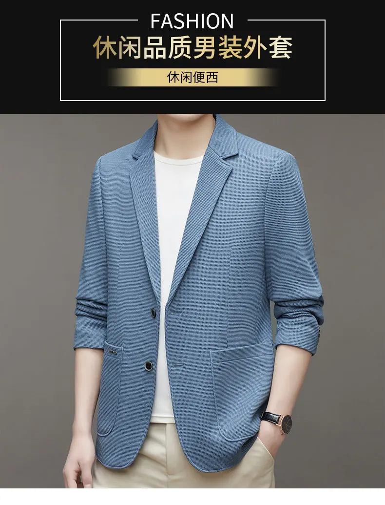 Description Picture 3 of item2024 Summer Lightweight Men's Blazer Fashion Sunscreen Proof Ultra-thin Business Casual Suit Jackets Outdoors Solid Color Coats