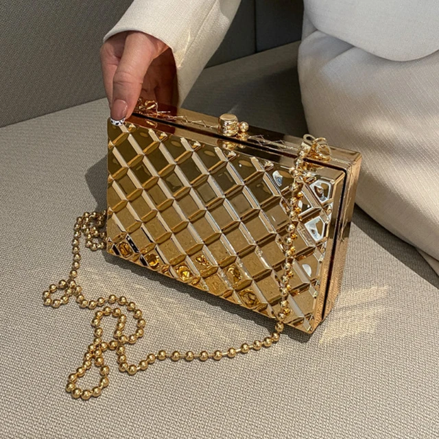 Metal Box Bags For Women 2022 New Fashion Small Square Purses And