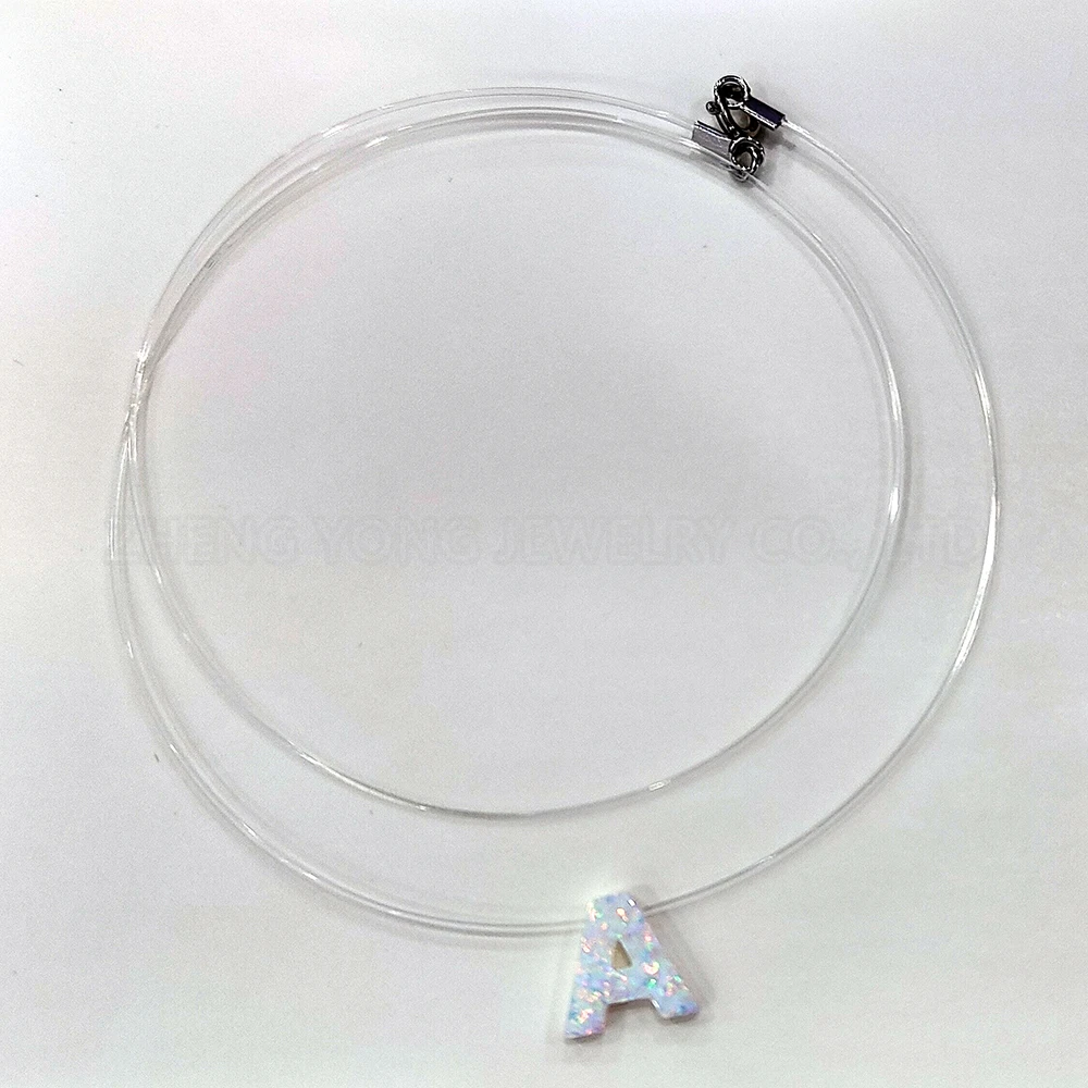 White 26 Letters Alphabet Pendant Nylon Chain OP17 Opal Letter Necklace