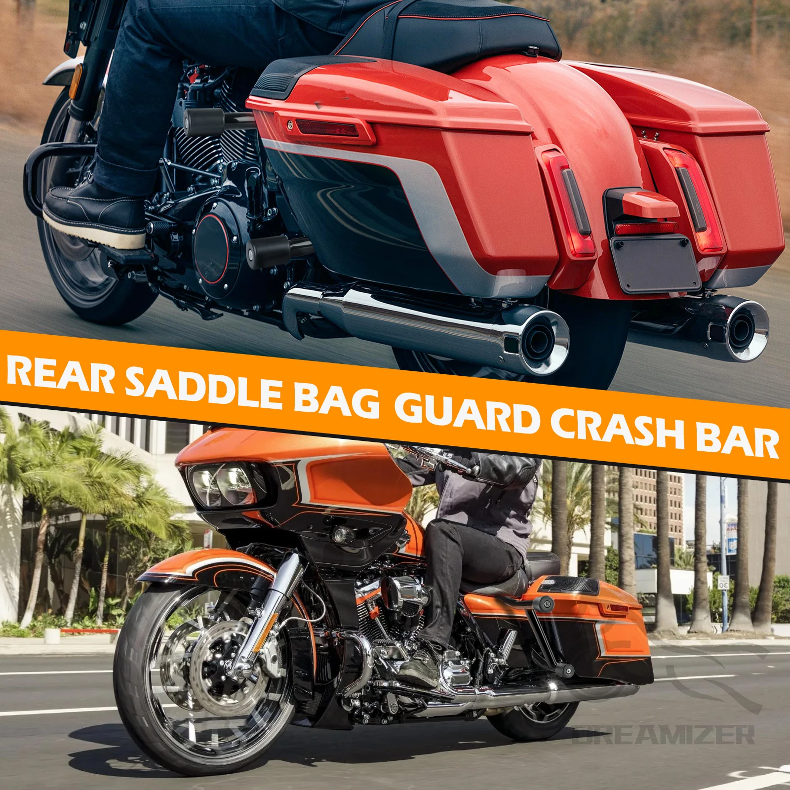 7/8 Saddlebag Guard Crash Bars Fit For Harley Touring Road Street Glide 14-24 7/8 Saddlebag Guard Crash Bars Fit For Harley Touring Road Street Glide 14-24