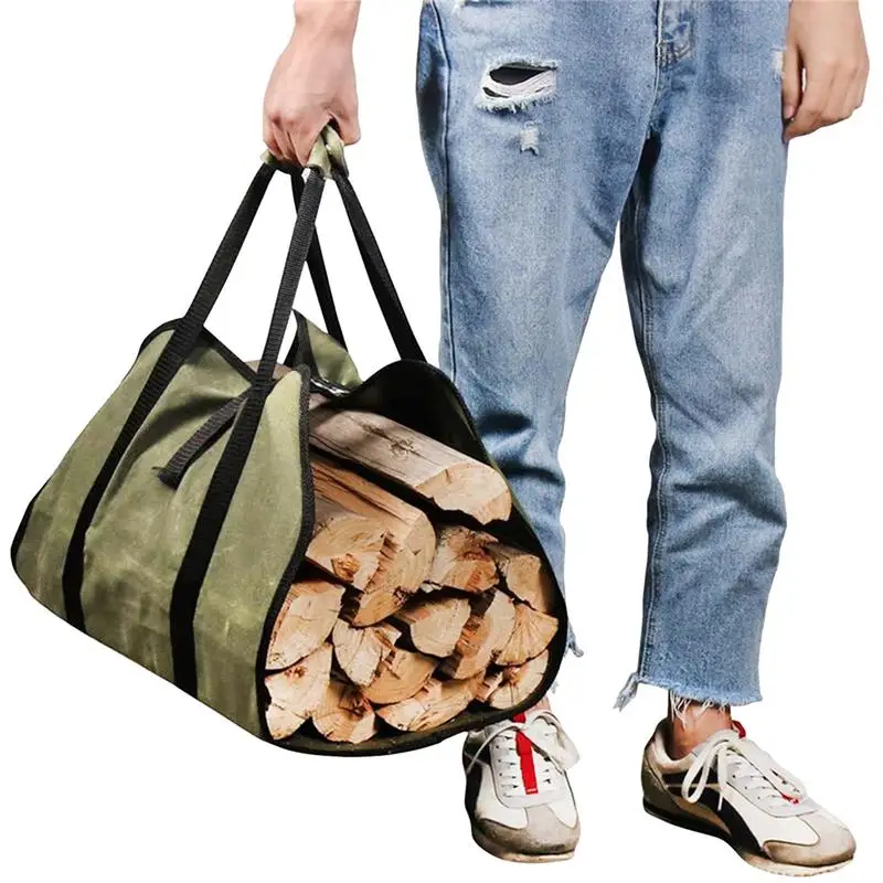 

Firewood Carry Bag Canvas Firewood Carrier Log Tote for Firewood Canvas Firewood Log Carrier for Camping & BBQ Wood Stove