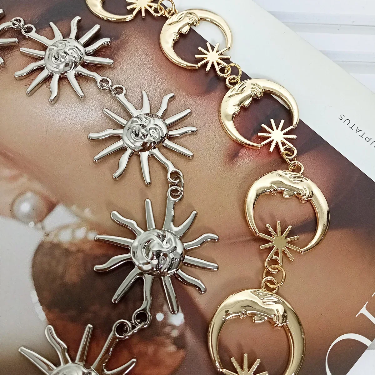 New Punk Hip Hop Style All-match Waist chain sun Vintage Metal Womans Belt For Dress Moon High Waist Chain Belt for Women