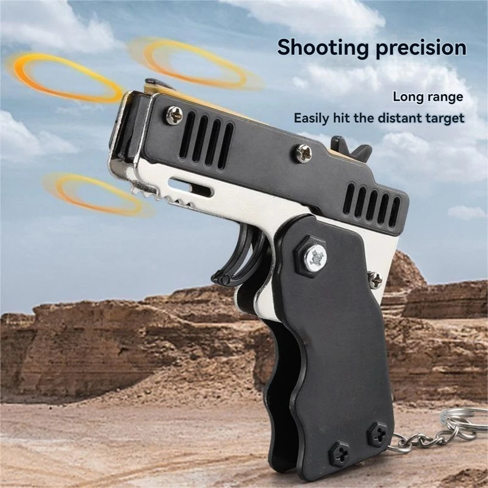 Pistola De Gomas Mini Plegable Metálica – 2 Pistolas Con 120 Gomas Y Diana, Juguete De Precisión Para Niños Y Adultos
