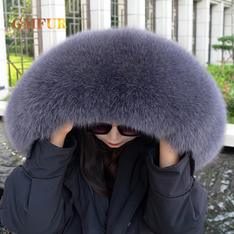 2022 New Style 100% Real Fox Fur Collar Winter High Quality Fur Scarf Super Luxury Fashion Women Men Collar Jackets Hood Shawl