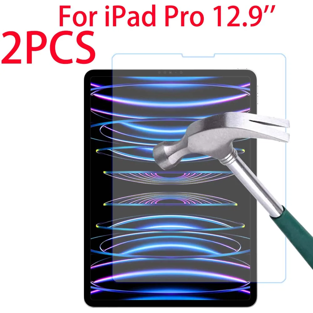 Закаленное защитное стекло HD для Apple iPad Pro 12,9 дюйма 2022 2021 2020 2018 2017 2015, 2 шт., защитная пленка для планшета