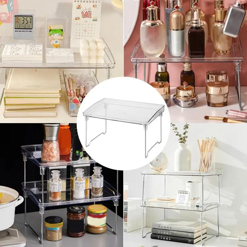 Acrylic Risers For Display Clear Foldable Storage Shelf Acrylic Display Risers Perfume Stand Tray Multi-Layers Holder Rack For 3