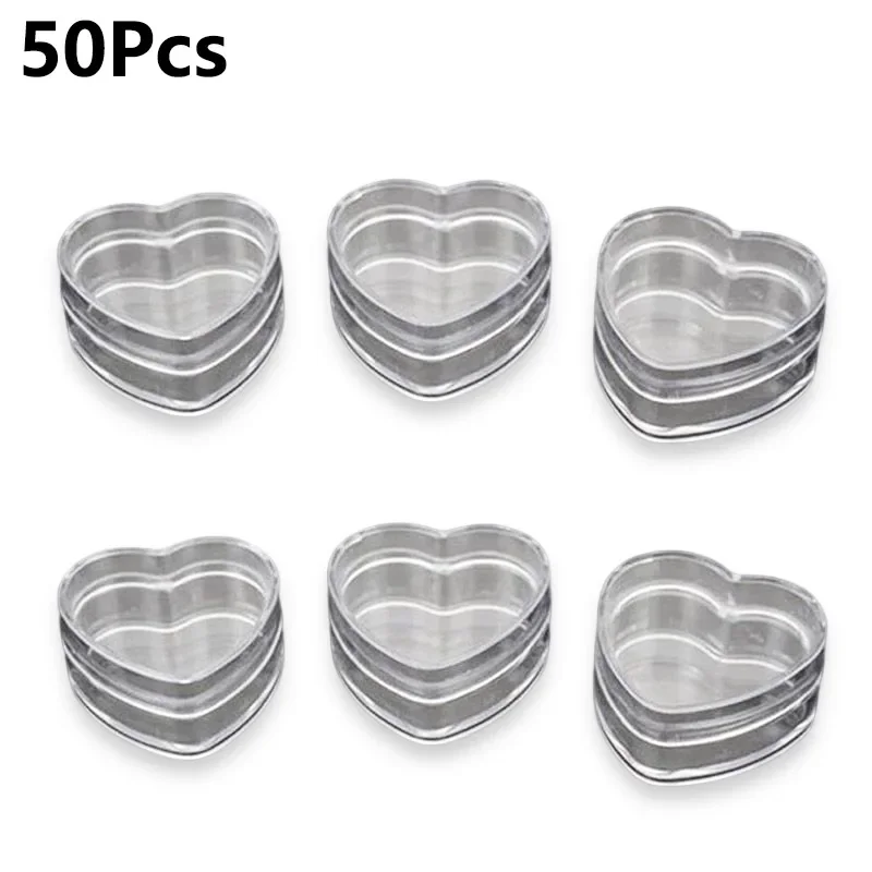 50Pcs 4g Plastic Heart Shape Cream Box Empty Clear Cosmetic Eye Cream Jar Pots Women’s Portable Lip Balm Containers For Travel