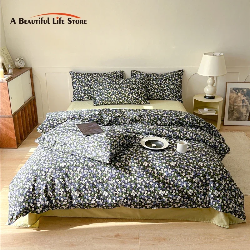 

Комплект постельного белья Vintage Flowers, 100% хлопок, Одноместный, Двухместный, королева, Королевский размер, комплект пододеяльников, плоский, простыня на резинке, наволочки
