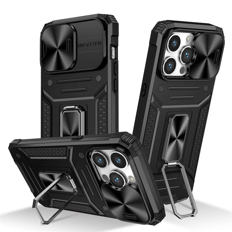 

For iPhone 15 Pro Max Case Shockproof Phone Stand Armor Magnetic For iPhone 15 Pro Max Cover Protector Rubber For iPhone 15 Case