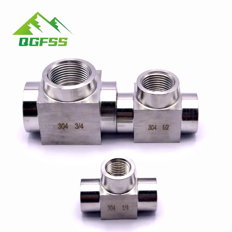 

1pcs SS304 1/8" 1/4" 3/8" 1/2" BSP Female Thread 3 Way 304 Stainless Steel Tee Pipe Fitting Connector Adaptor