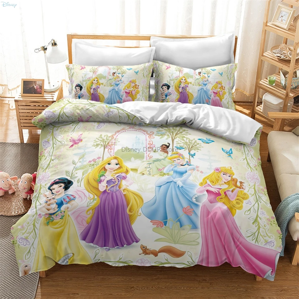 Hot Cartoon Disney Princess 3d Bedding Set Popular Mermaid Snow White Character Bed Linen Bedclothes Twin full Queen King Size