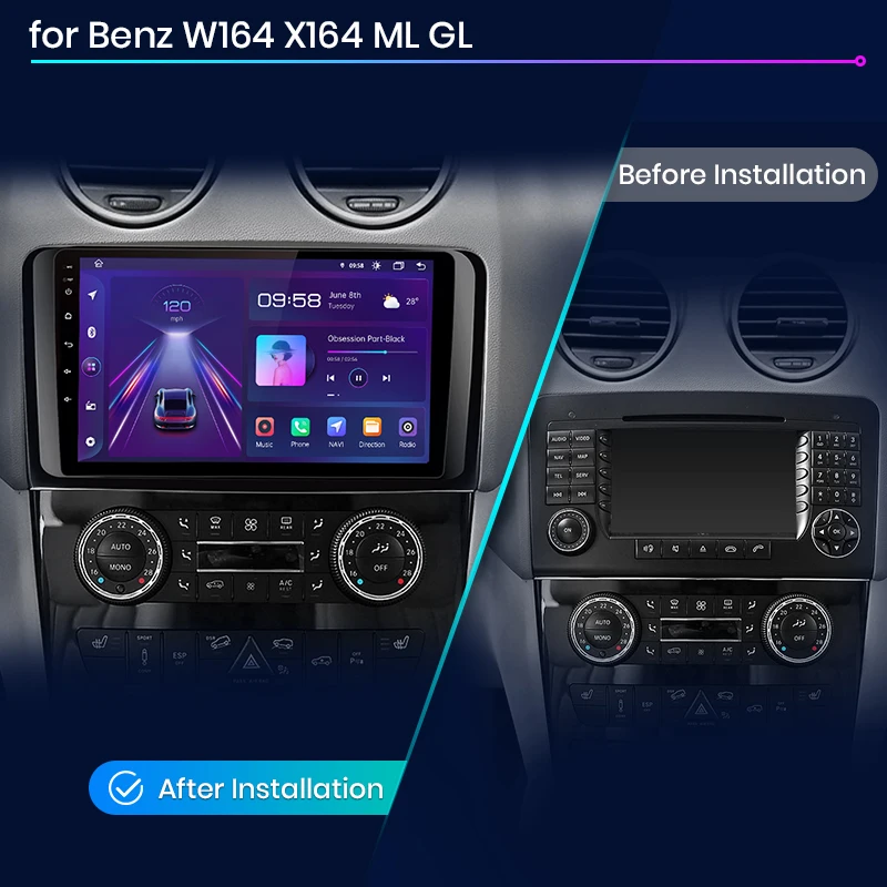 Junsun V1 Plus Car Radio For Mercedes Benz M-Class W164 GL-Class X164 ML GL wireless CarPlay Android Auto No 2 din 2din DVD - 2