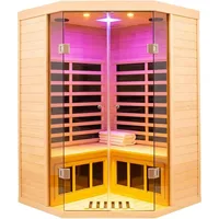2-3 Person Low EMF FAR Infrared Sauna, Hemlock 2 Door Luxury Toughened Glass Indoor Saunas For The Home, 1520w, App & LCD 1