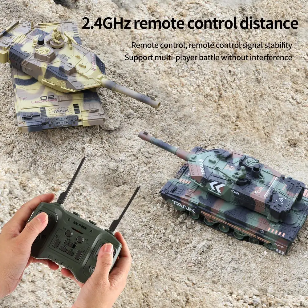 Vue de dessus du Robot Tank RC 2.4GHz montrant les chenilles et le canon lumineux