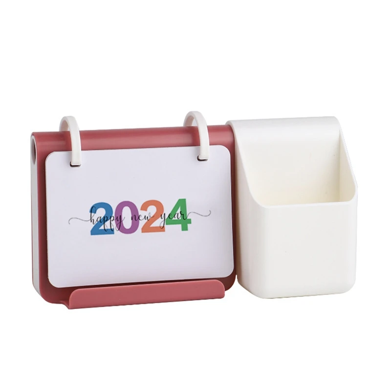 

1 Piece 2024 Desk Calendar Pen Holder 2024 Calendar Block Monthly Date Display ABS For Office Decor